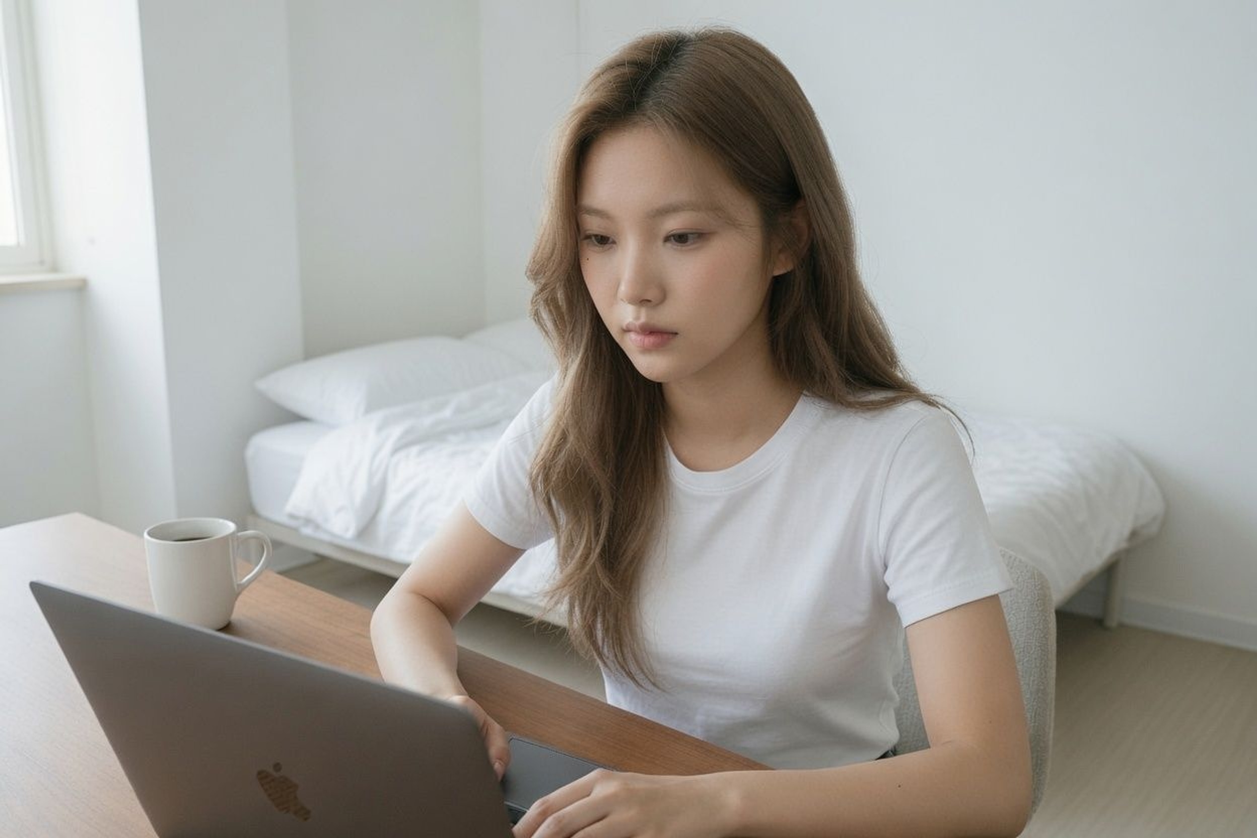 Person focused at a laptop during a protected work session