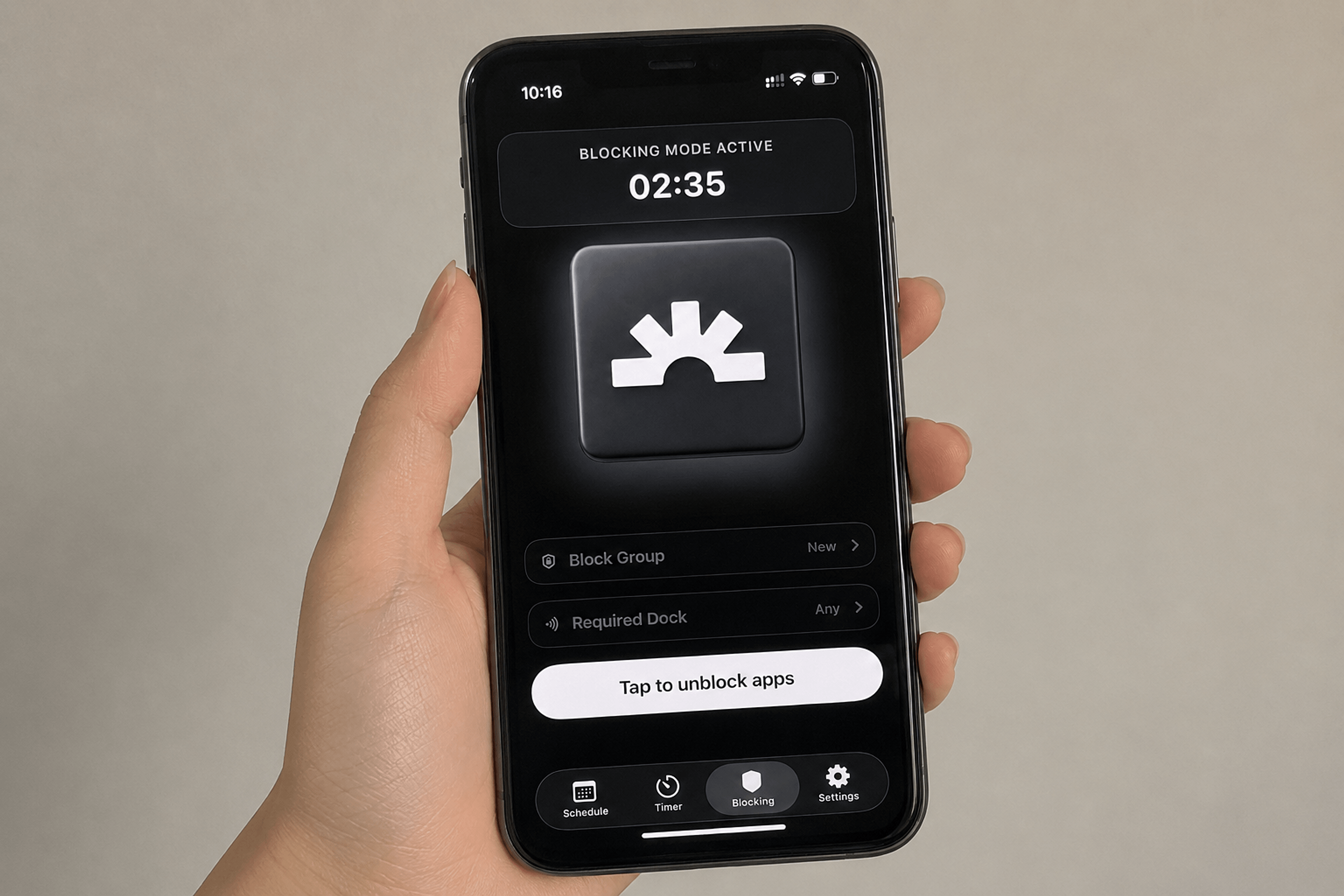 iPhone showing Lumi blocking mode active